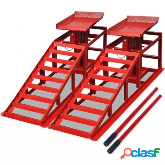 Rampas para reparar coches 2 unidades acero rojo