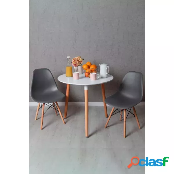 RegalosMiguel - Conjunto Mesa Tower Redonda 80 cm Blanca y