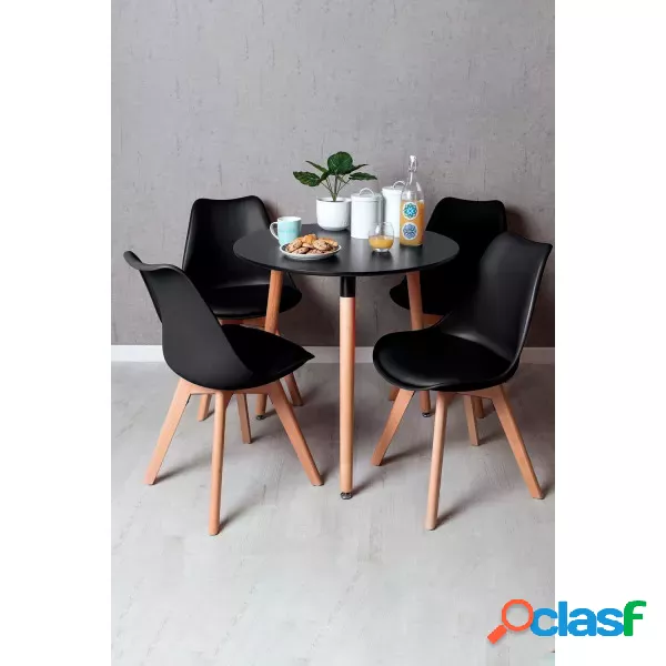 RegalosMiguel - Conjunto Mesa Tower Redonda 80 cm Negra y