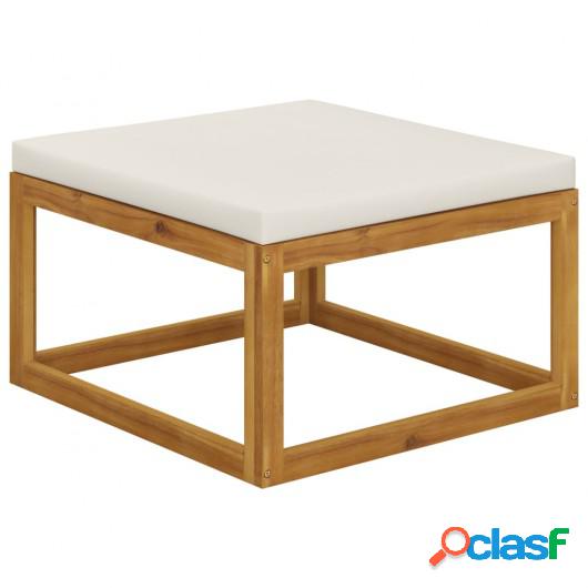 Reposapiés con cojín blanco crema madera maciza de acacia