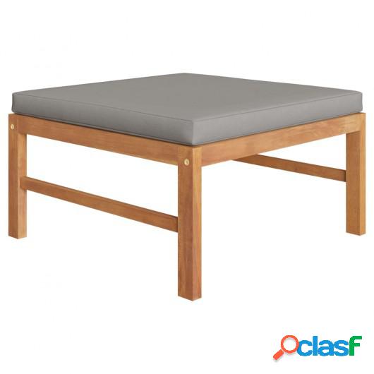 Reposapiés con cojín gris oscuro madera maciza de teca