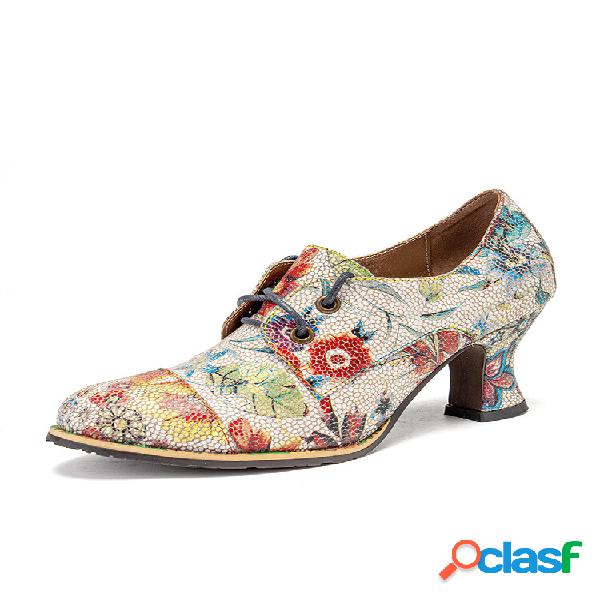 SOCOFY Flores naturales frescas Hojas Impreso Cómodo Tacón