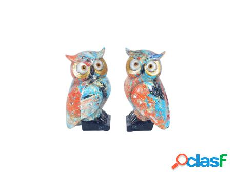 Set De 2 Búhos Coloridos Incluye 2 Unidades Figuras Búhos