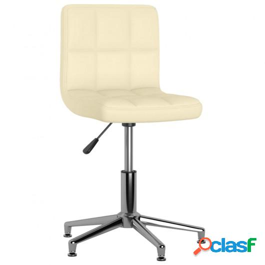 Silla de oficina giratoria de cuero sintético color crema