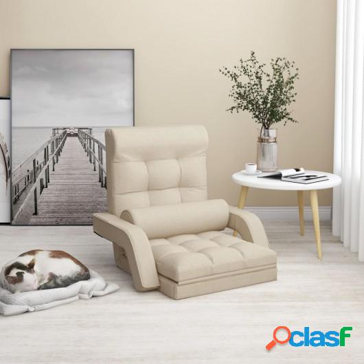 Silla de suelo plegable con función de cama de tela crema