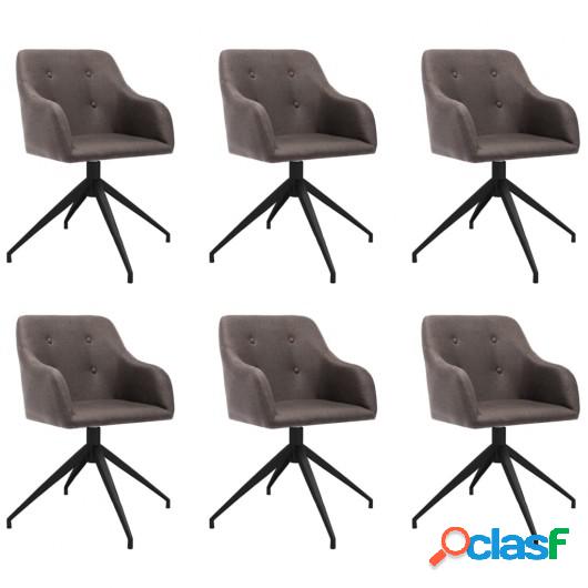 Sillas de comedor giratorias 6 unidades tela color gris