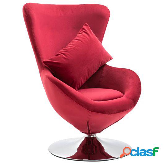 Sillón egg giratorio con cojín terciopelo rojo