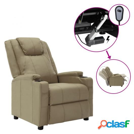 Sillón eléctrico reclinable de cuero sintético cappuccino