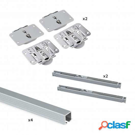 Sistema Flow para 2 puertas correderas de madera apoyadas,