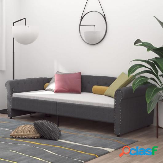 Sofá cama con colchón USB de tela gris oscuro 90x200 cm