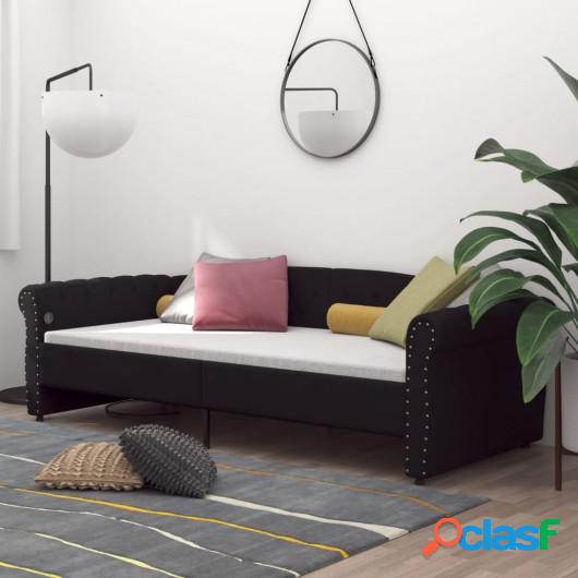 Sofá cama con colchón USB de tela negro 90x200 cm