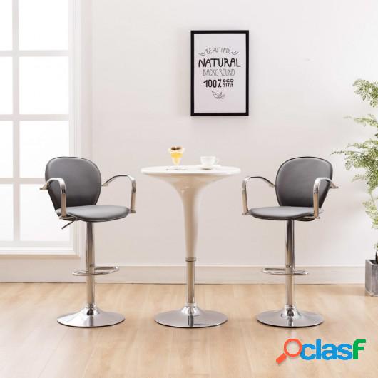 Taburete de cocina con reposabrazos cuero sintético gris
