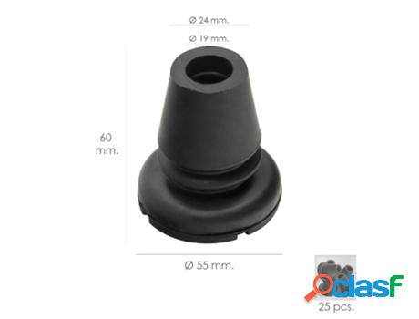 Taco goma baston negro tubo ø 19 mm. / base ø 55 mm. tipo
