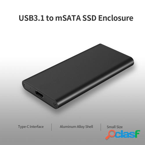 Tipo-C a caja SSD mSATA Caja de unidad de estado sólido