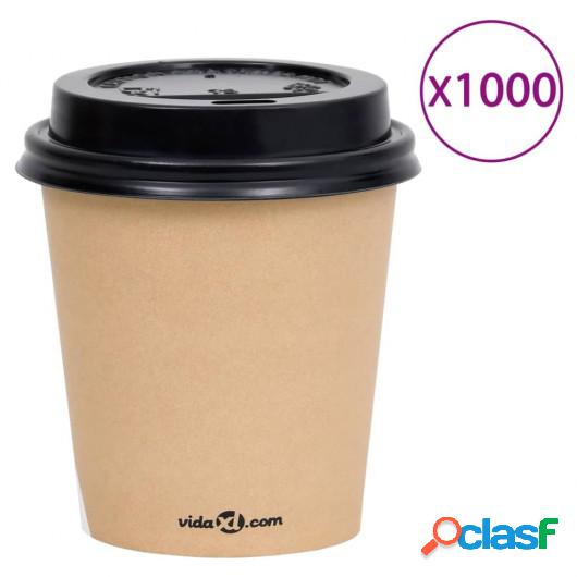 Vasos de papel de café con tapa 200 ml 1000 uds marrón