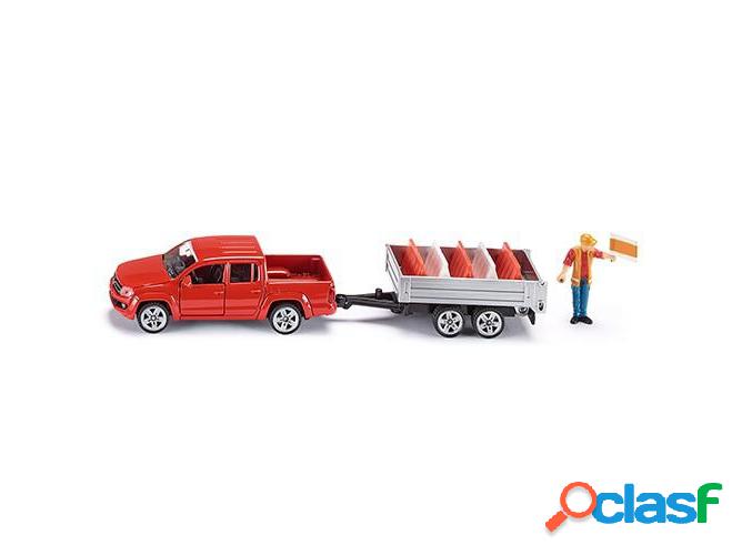 Vehículo SIKU Camioneta con Remolque y Agente de la Bandera