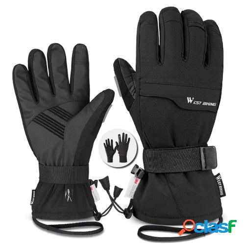 WEST BIKING Guantes gruesos de doble capa Esquí Ciclismo