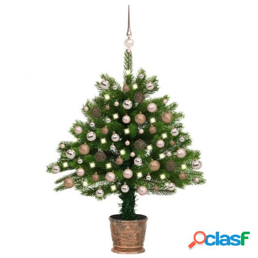 Árbol de Navidad artificial con LED y bolas verde 65 cm