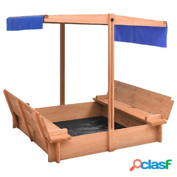 vidaXL Arenero con techo de madera de abeto 112x112x112 cm