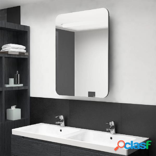 vidaXL Armario de baño con espejo LED gris antracita
