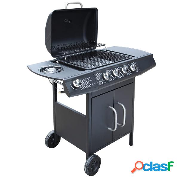vidaXL Barbacoa grill de gas 4+1 quemadores negra