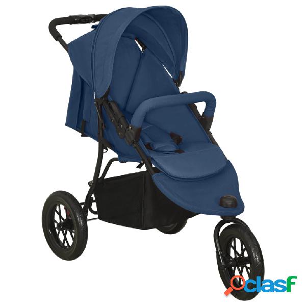 vidaXL Carrito de bebé de acero azul marino