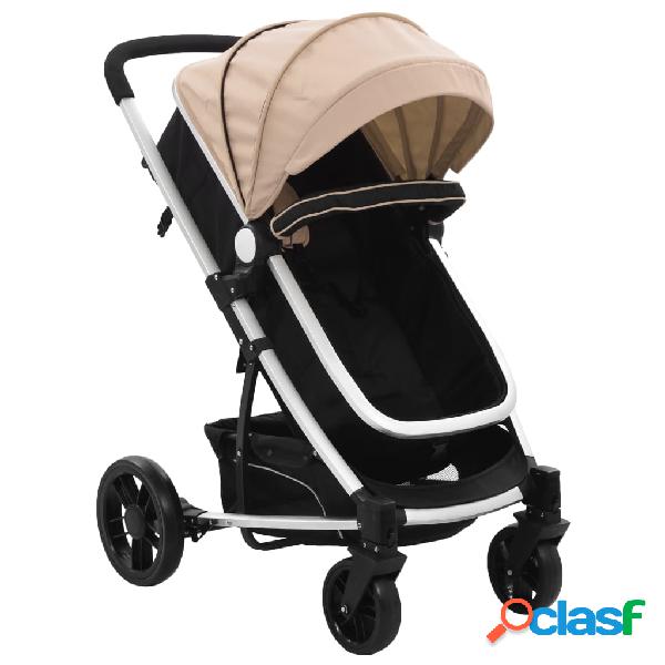vidaXL Cochecito/Silla de bebé 2 en 1 aluminio gris taupe y