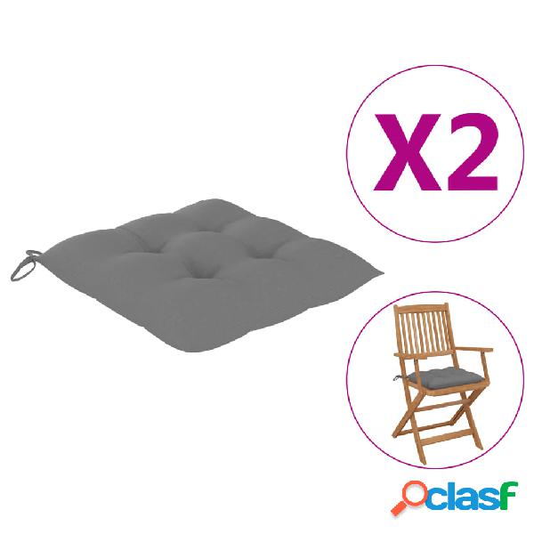 vidaXL Cojines de silla 2 unidades tela gris 40x40x7 cm