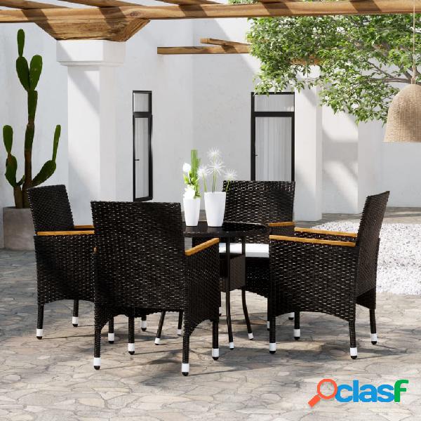 vidaXL Juego de comedor para jardín 5 piezas ratán