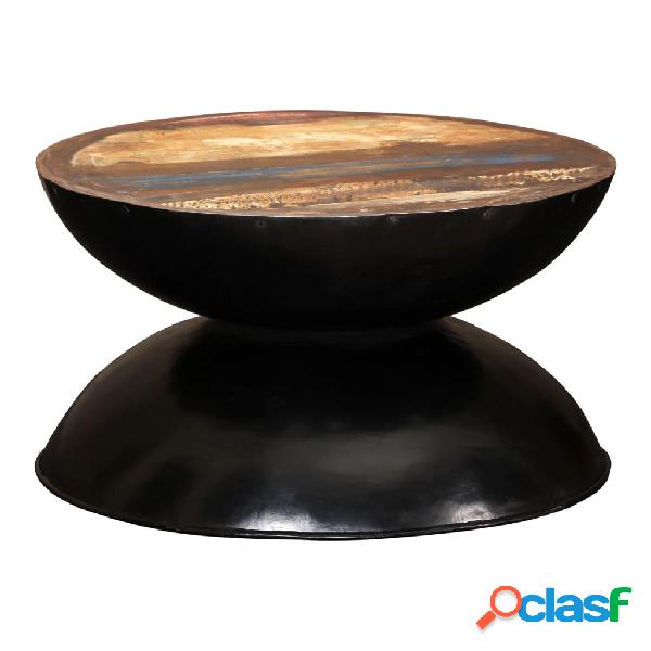 vidaXL Mesa de centro madera maciza reciclada base negra