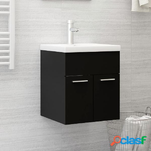 vidaXL Mueble con lavabo aglomerado negro brillante