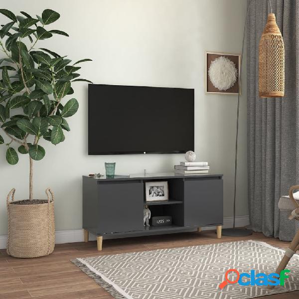 vidaXL Mueble de TV con patas madera maciza gris 103,5x35x50