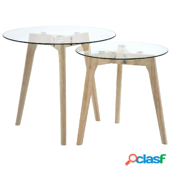 vidaXL Set de mesas auxiliares 2 piezas vidrio templado