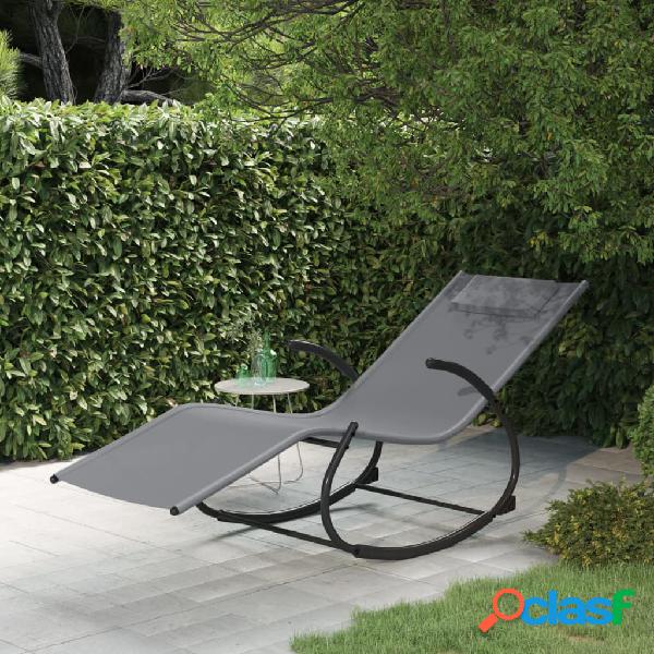 vidaXL Tumbona mecedora de acero y textilene gris