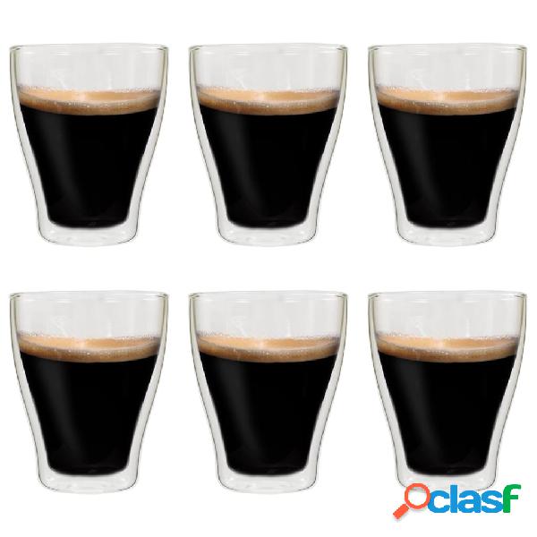 vidaXL Vasos de cristal térmico doble pared café con leche