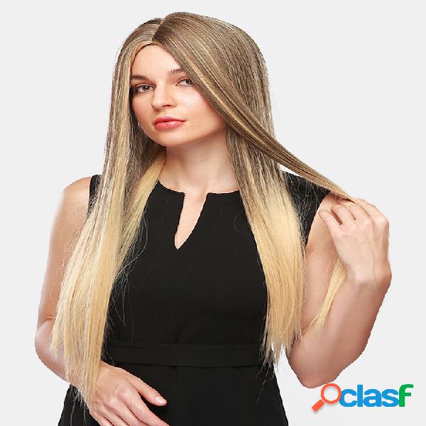 30 Inch Marrón Degradado Dorado Largo Recto Cabello Pelucas