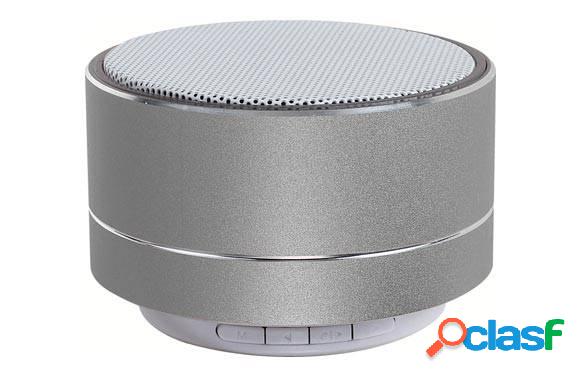 Altavoz Bluetooth Plateado medio cilindro con micrófono