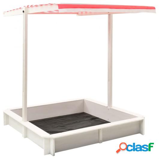 Arenero con tejado ajustable madera abeto blanco y rojo UV50