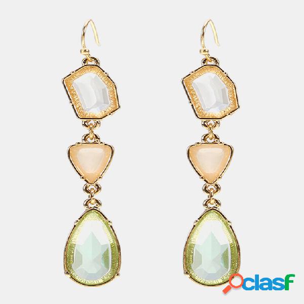 Borla bohemia Pendientes vendimia Cristal largo Pendientes