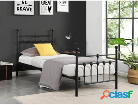 Cama VENTA-UNICA Bethy Metal Negro (90x200 cm)
