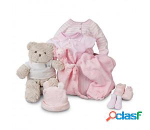 Canastilla bebé soft rayas plena rosa