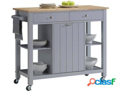 Carrito de Cocina VENTA-UNICA Haley (Gris - Madera, Madera -