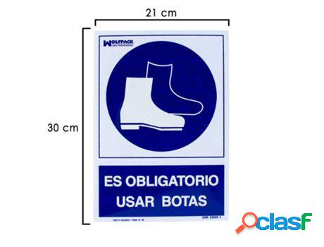 Cartel obligatorio uso de botas 30x21 cm.