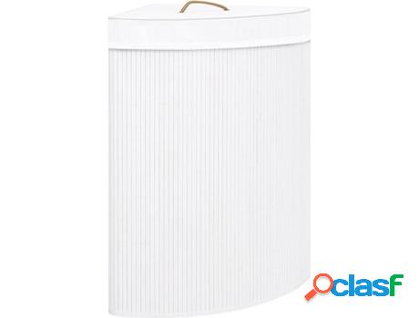 Cesto para Ropa VIDAXL 60 L (Blanco - Bambú - 52,3x37x65