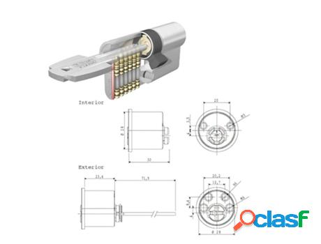 Cilindro tesa seguridad t6ts rf leva corta cilindro redondo