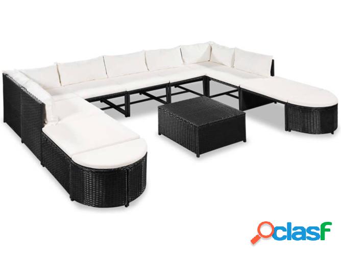 Conjunto de Sofás de Exterior VIDAXL Almohadones mimbre PE