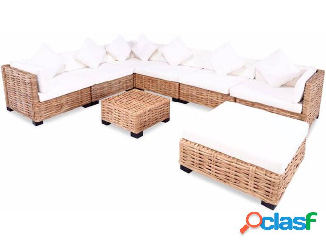 Conjunto sofás VIDAXL mimbre genuino (27 piezas)