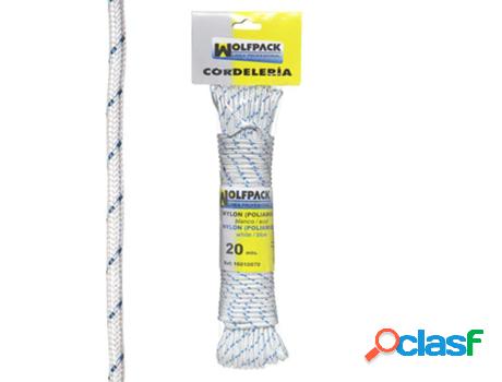 Cuerda nylon alta tenacidad blanca / azul (madeja 20 m.)