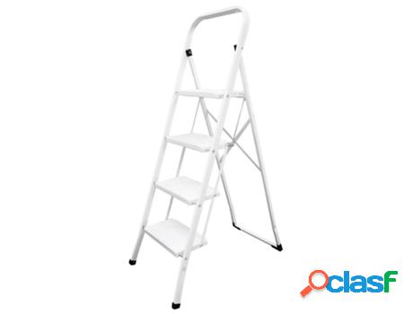 Escalera domestica aluminio 4 peldaños, escalerilla blanca