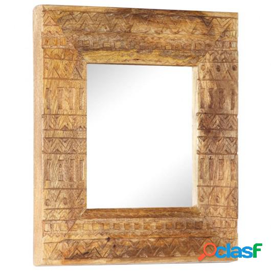 Espejo tallado a mano madera maciza de mango 50x50x11 cm